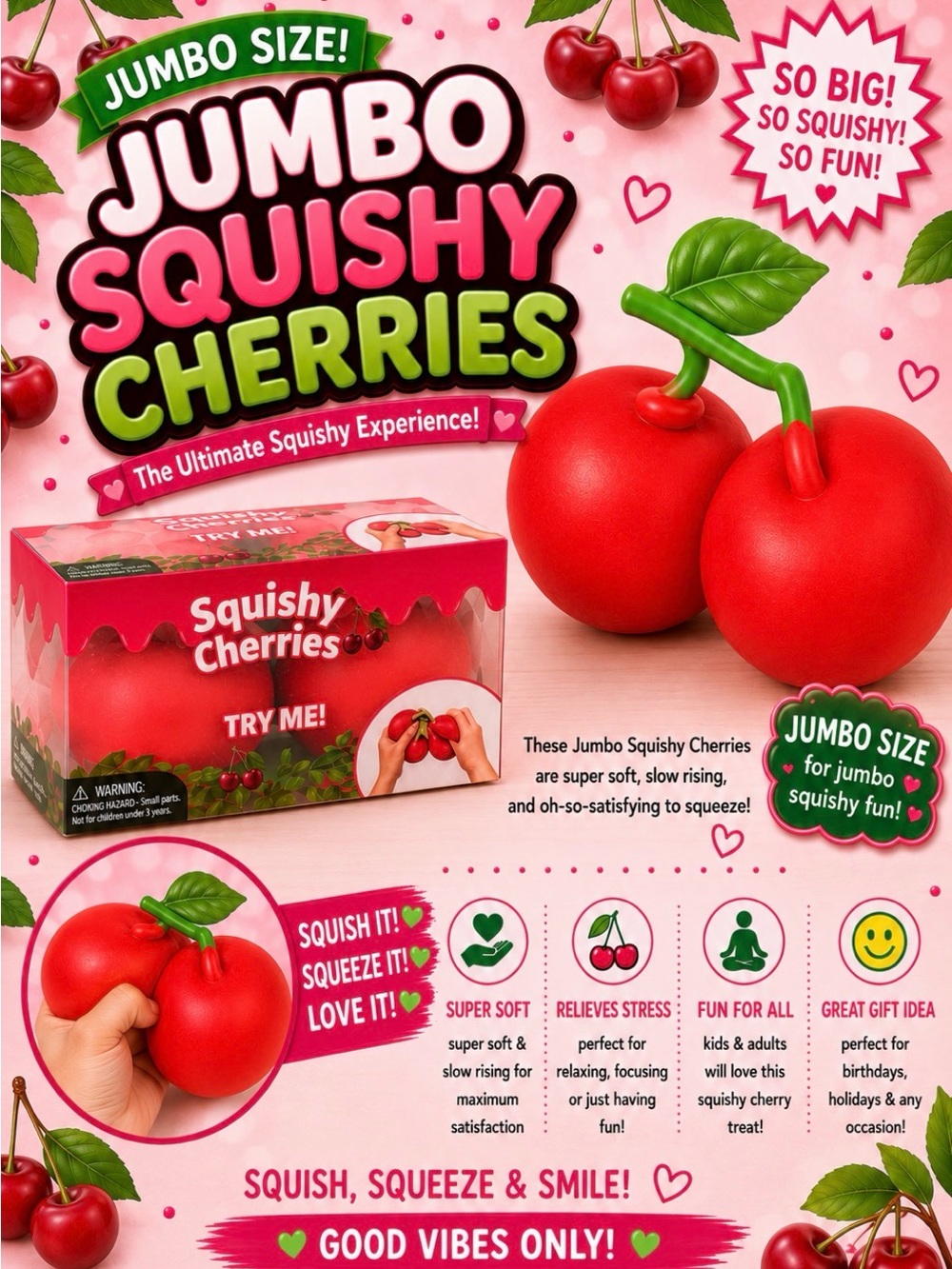 Jumbo Squishy Cherries 🍒